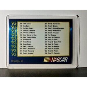 Checklist #4 Checklist 1993 Maxx Premier Plus Racing #212 NASCAR Card